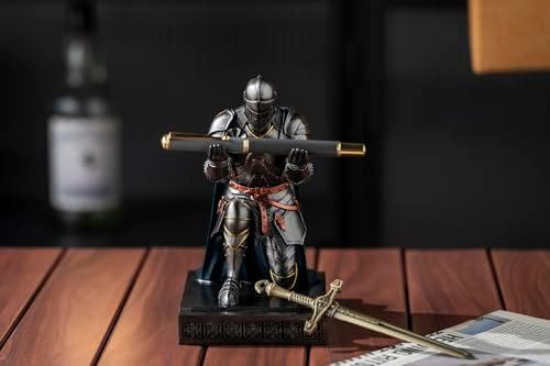 Medieval Armored Knight Pen Holder Figurine Paperweight Phone Stand Irn&Grn - Image 5