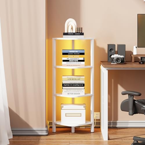 TUTOTAK Corner Shelf, 4-Tier Corner Bookshelf for Small Space - Image 3
