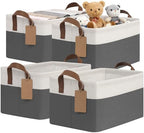 CHICVITA 4 Pack Fabric Storage Bins for Shelves, 20L Gray & White by CHICVITA