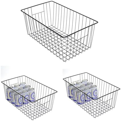 16inch Upright Freezer Organizer Baskets for 13-14,16-21 cu.ft Standup Freezer, Settle freezer chaos and reduce food waste effectively, Durable, Fully Use Space, Improve Air Circulate, Black, Pack 3 by Y.Z.Bros