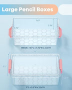 BiuLeon 8 Pack Large Pencil Box Set, Plastic Clear Pencil Case Marker Organizer, Crayon Box Craft Organizers, Stackable Storage Containers with Lid for Pen, Art and Craft Supplies(Color) - Image 2