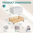 Wisuce 2 Packs Bamboo Under Bed Storage Organizer with Wheels Nature Small - Image 2