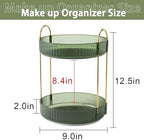 shuang qing Rotating Makeup Organizer for Vanity, High-Capacity Skincare Make Up Storage Perfume Organizers Cosmetic Dresser Organizer Countertop 360 Spinning (Green, 3 Tier) - Image 2