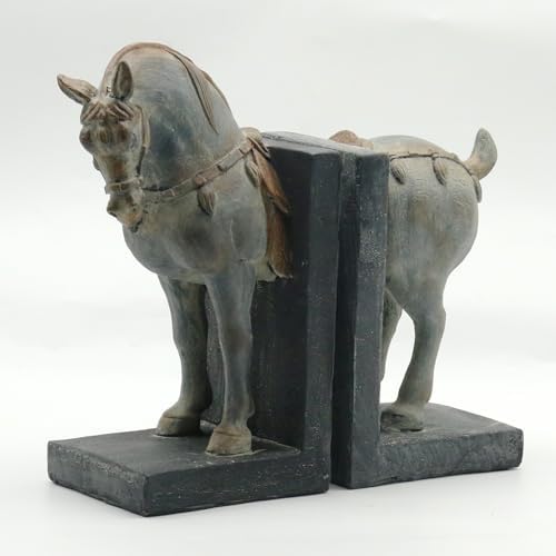 Lukitas Tang Horse Decorative Bookends, Heavy Duty Non-Slip Book Holders - Image 3