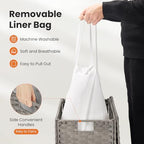DUMOS Woven Laundry Basket with Lid, 90L Large Capacity Hamper, Removable & Machine-Washable Liner, Foldable Rattan Clothes Hamper, Sturdy Steel Frame, Odor Control, Dove Gray - Image 3