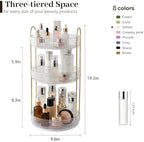 Aveniee Rotating Makeup Organizer for Vanity, Premium Solid Metal Pole Sturdy Construction, Perfume Storage for Bathroom Countertop, Clear Spinning Counter Shelf Cosmetic Holder for Dresser,Gold - Image 3