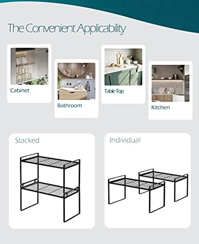Shantton Cabinet Shelf Organizer, Pantry Shelf Rack, Black 16x8.3x9.5 - Image 4