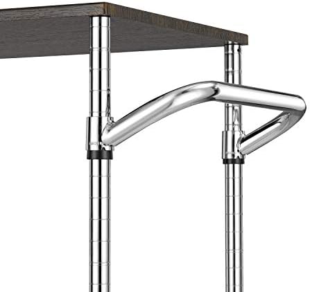Finnhomy 3 Tier Heavy Duty Commercial Grade Utility Cart with Wood Top, Wire Rolling Cart with Handle Bar, Steel Service Cart with Wheels, Utility Shelf Food Storage Trolley, NSF Listed - Image 7