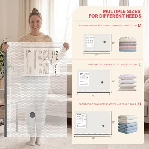 IDEATECH 15Pack Vacuum Storage Bags with Electric Pump, Jumbo Vacuum Seal Bags for Clothing, Bedding & Blanket, Heavy Duty Compression Space Saver with Airtight Seal, Complete Home Storage-5M+5L+5XL - Image 6