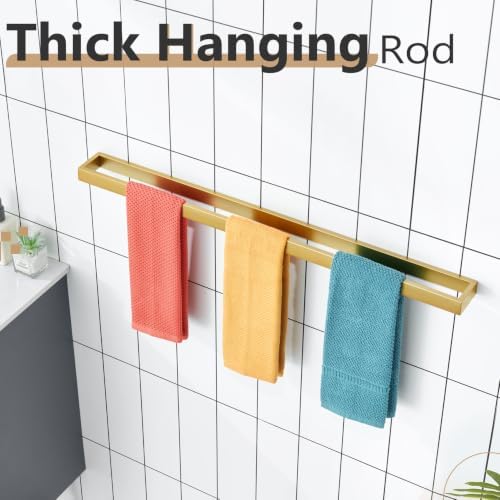 KOKOSIRI Towel Bar Brushed Gold Bath Towel Holder 32 Inch Kitchen Towel Hanger Rack Stainless Steel Bathroom Hardware Wall Mounted, 1 Pack B4008BG-L32 - Image 5