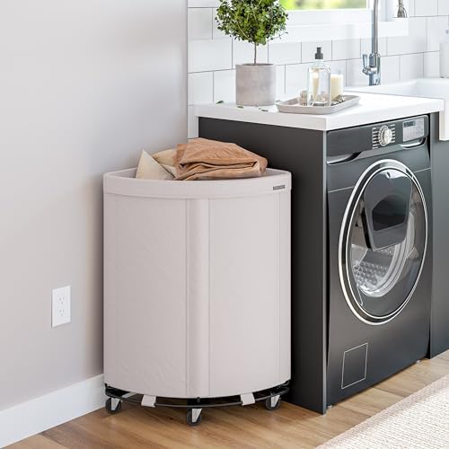 Corner Heavy-Duty Canvas Hamper w/Wheels, 24"W x 17.7"D, Natural White - Image 2