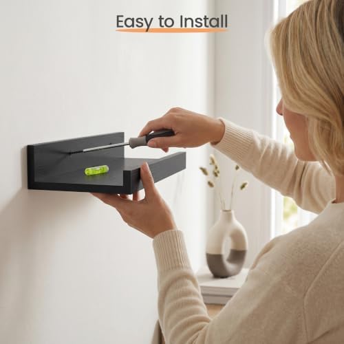 upsimples Long Floating Shelves for Wall Decor and Storage, 23.6'' Black - Image 2