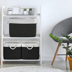 TheWarmHome Storage Basket for Gifts Empty - Large Cubes 3 Pack 15.8x11.8x11.8 inch Storage Bins for Organizing Book Cloth Bathroom Toy (White & Black) - Image 3