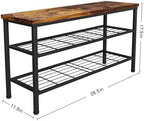 3-Tier Metal Shoe Rack with Wood Top - Durable & Space-Saving Shoe Organizer,Industrial Shoe Organizer Shelf Bench Storagefor Closet Entryway, Bedroom & Hallway - Bronze + Black 28.5 W × 18" H - Image 3