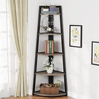 Tribesigns 70 inch Tall Corner Shelf, 5 Tier Industrial Corner Bookshelf Bookcase Industrial Corner Ladder Shelf Plant Stand for Living Room, Kitchen, Home Office (Grey) by Tribesigns