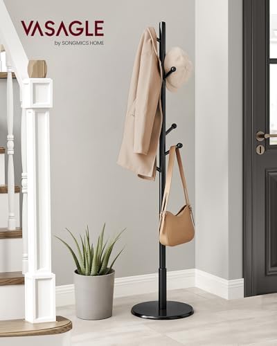 VASAGLE Solid Wood Coat Rack, Free Standing, 8 Hooks, 3 Height Options - Image 2