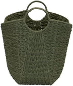 Household Essentials Natural Woven Wicker Storage Basket with Handles - Image 3