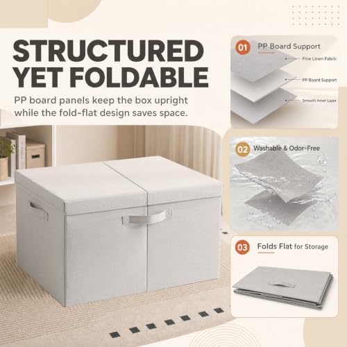 Foldable Storage Bins with Lids, Stackable Closet Organizers 2 Pack, Large - Image 5