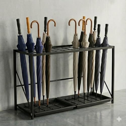 Folding Umbrella Storage Stand Rack Holder Organizer Free Standing Industrial Umbrella Rack for Entryway Home Commercial Office Hotel Entry Hallway Patio Décor with Removable Drip Tray by GLGLOBALLIFE--Abrandthatyoucantrust