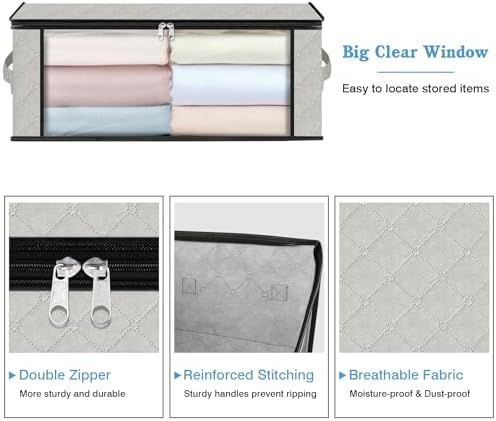 HomeHacks 8-Pack Clothes Organizer Storage Bags, 35L Storage Bins, White - Image 4