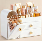 HBlife Makeup Organizer Countertop with Drawers, Vanity Organizers with Brush Holder, Bathroom Counter Organizer for Perfume, Nail Polishes, Lipsticks, Skincare and Eyeshadow Palettes, White by HBlife