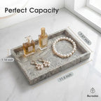 Natural Marble Tray Heavyweight Stone Vanity Tray for Bathroom Countertop, Coffee Table & Dresser - Handcrafted Rectangular Organizer (Gray X, 12" x 8" x 1.2") - Image 2