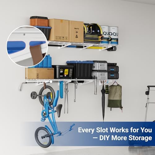 FLEXIMOUNTS 12-inch-by-72-inch Wall Shelf Garage Storage Rack Wall Mounted Floating Shelves,1x6ft,White, 2-Pack, Classic Series - Image 7