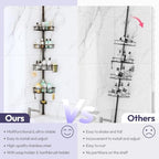 SWTYMIKI Shower Caddy Tension Pole - 4-Tier Corner Shower Organizer Tension Rod with Soap Holder, Toothbrush Holder & 4 Hooks, Adjustable Stainless Steel Bathroom Organizer 27.6 to 108.3 inch, Black - Image 2