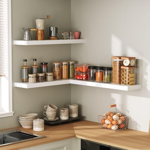 RALGEND Floating Shelves for Wall, 23.6" Wall Shelf Set of 3 with Invisible Brackets, 1.5" Thick Hanging Shelves Farmhouse Home Decor for Bathroom, Living Room, Bedroom, White 6301BJP3WT - Image 2