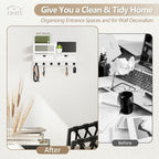Key Holder for Wall, Key and Mail Holder for Wall with Storage Drawer, Entryway Rustic Home Decor, 3 Liquid Chalks & Chalkboard, 15.98”W x 9.1”H x 3.3”D, White - Image 3