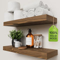 Solid Wood Floating Shelves for Wall 20 Inch Walnut, Wooden Bathroom Shelf by BAOBABWORKSHOP