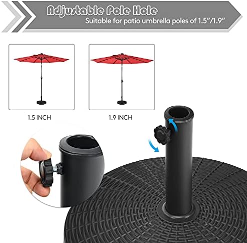 Tangkula 49 LBS Patio Umbrella Base, 20.5 Inch Outdoor Umbrella Stand W/Rattan Design, Adjustable Knob, Round Umbrella Holder for Backyard, Market Entrance, Poolside - Image 6