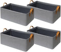 SNWDN 4 Pack Closet Cloth Storage Bins with Handles（Grey 16.5''L x 11.8''W x 9.8''H） by Unknown