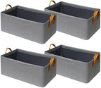 SNWDN 4 Pack Closet Cloth Storage Bins with Handles（Grey 16.5''L x 11.8''W x 9.8''H） by Unknown