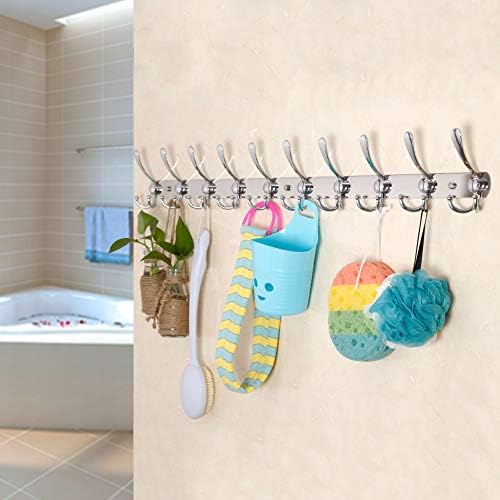 WEBI Coat Rack Wall Mount Long,8 Tri Hooks for Hanging Coats,30 inch Hook Rack Rail,Coat Hanger Wall Mounted for Clothes,Jacket,Hat,Chrome,2 Packs - Image 3
