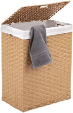 Seville Classics Premium Handwoven Portable Laundry Bin Basket with Carrying Handles, Household Storage for Clothes, Linens, Sheets, Tan, Rectangular Hamper - Image 3