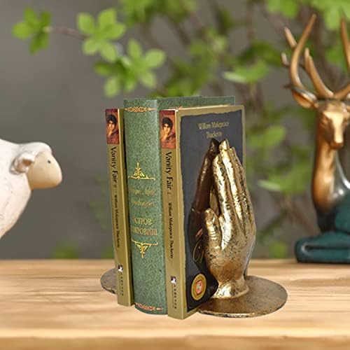 Hands Bookends, Prayer Hand Decorative Bookends Unique Gold Book Ends Heavy Duty Cast Iron Bookends for Shelves Decorative - Image 5