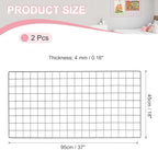 PATIKIL 37"x18" Wire Grid Panel, 2 Pack Board Photo Pictures Memo Display Grid Panels Hanging Organizer Wall Decorative Panel for Home Office Wedding, Black - Image 3
