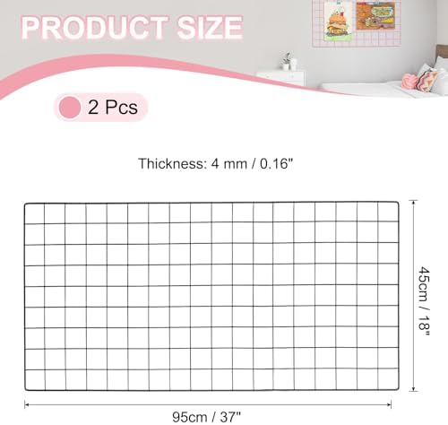 PATIKIL 37"x18" Wire Grid Panel, 2 Pack Board Photo Pictures Memo Display Grid Panels Hanging Organizer Wall Decorative Panel for Home Office Wedding, Black - Image 3