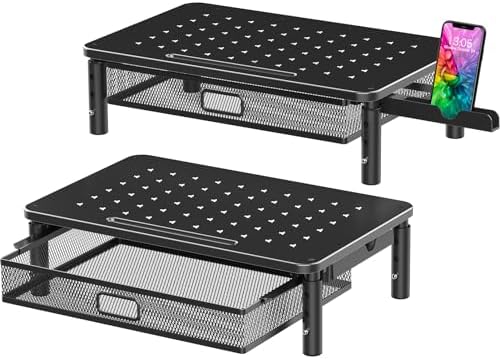 Zimilar 2 Pack Monitor Stand Riser with Metal Drawer, 3 Height Adjustable by Zimilar