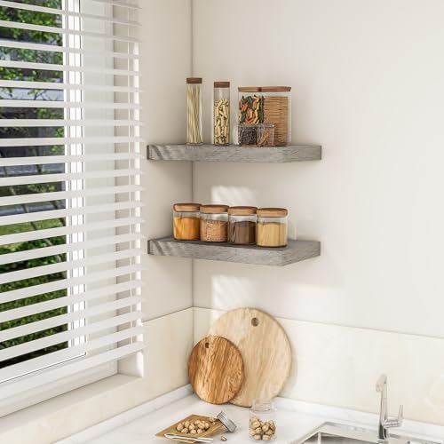 RICHFOCUS Bathroom Floating Shelves for Wall 2Pack|Grey|16" L - Image 4