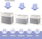 OIAHOMY 2 PACK Tall Storage baskets 42L Blanket Basket Living Room Grey - Image 2