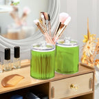 4 Pack Qtip Holder Dispenser with Lids,Green Storage Containers,Bathroom Canisters Organizer for Cotton Ball,Cotton Swab,Cotton Round Pads,Floss 21214713 - Image 5