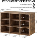 9-Cubby Shoe Rack, Wood Shoe Organizer Bench for Entryway Hallway Closet - Image 2