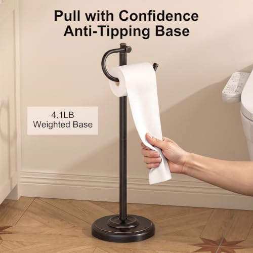 FORIOUS Toilet Paper Holder Stand, Vintage Freestanding Tissue Roll Holder - Image 2