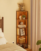 Corner Shelf Stand, 5 Tier Corner Bookshelf,Corner Furniture for Bedroom Display Corner Shelf for Small Space,Wood Shelves with Storage Rack for Living Room,Office,Walnut - Image 5