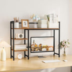 Snughome Desk Shelf, 38.6" Desktop Organizer Shelf, Desk Hutch for Computer Monitor, 4 Tier Desk Display Rack, Wood Desktop Bookshelf Storage Rack for Home Office Dorm, Rustic Brown - Image 2