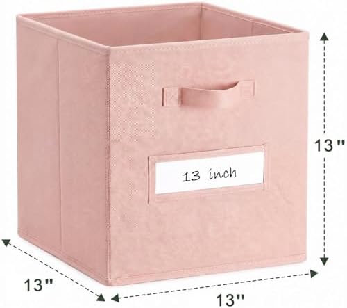 Storage Bins,13 Inch Cube Storage Bin with Labels,6pcs,Pink - Image 3