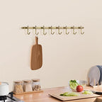 WINCASE Antique Brass Hooks, 8 Hook Coat Rack, Bath Wall Mounted Vintage Brushed Brass Bathroom Row Hooks Rustic Towels Coats Hooks - Image 3