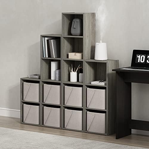 Furinno PASIR Book Shelf, 2-Tier Modern Bookshelf, Open Shelves Bookcase 9 x 12 x 21, Easy Assembly, for Living Room, Bedroom, Home Office, French Oak - Image 2